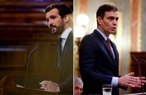 ep el lider del pp pablo casado y el presidente del gobierno pedro sanchez en una sesion