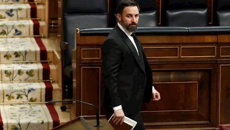 El presidente de Vox, Santiago Abascal, durante el pleno celebrado este miércoles en el Congreso de los Diputados en Madrid | Pool ep el presidente de vox santiago abascal durante el pleno celebrado este miercoles en el congreso de