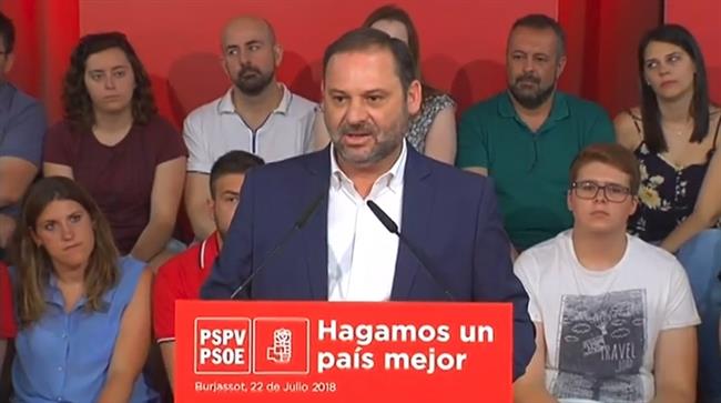 El ministro de Fomento José Luis Ábalos en un acto en Burjassot (Valencia) | PSOE ep ministrofomento jose luis abalosun actoburjassot valencia