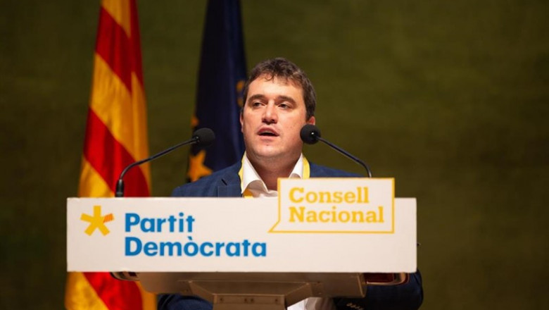El presidente del PDeCAT, David Bonvehí, en su intervención ante el consejo nacional del partido. | DAVID ZORRAKINO (EUROPA PRESS) ep presidentepdecat david bonvehi enintervencionconsejo nacionalpartido