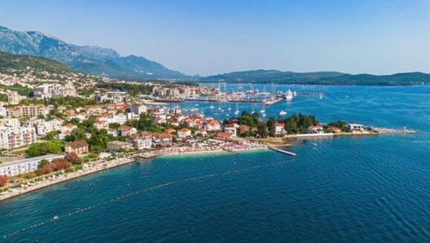 ep aerial view of porto montenegro a luxury marina located in tivat in the bay of kotor montenegro