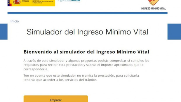 ep captura de la web de la seguridad social con el simulador del ingreso minimo vital