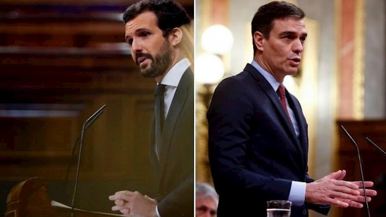 El líder del PP, Pablo Casado, y el presidente del Gobierno, Pedro Sánchez. | POOL ep el lider del pp pablo casado y el presidente del gobierno pedro sanchez