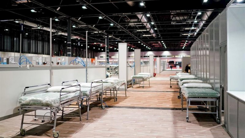 Imagen de camas instaladas en el hospital provisional de Ifema ante la pandemia del coronavirus. | COMUNIDAD DE MADRID ep imagen de camas instaladas en el hospital provisional de ifema ante la pandemia del coronavirus