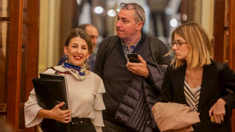 ep la ministra de trabajo yolanda diaz a su salida de la sesion plenaria en el congreso de los