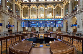 ep paneles del ibex 35 en el palacio de la bolsa a 13 de octubre de 2023 en madrid espana