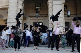 ep protesta de abogados ante la audiencia en demanda de la reactivacion de la actividad judicial