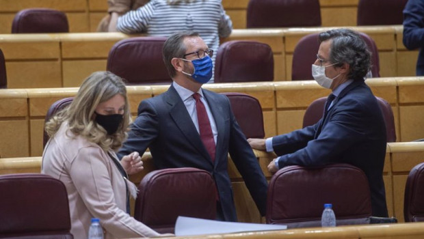 ep archivo   el portavoz del pp en el senado javier maroto c y otros senadores del pp durante una