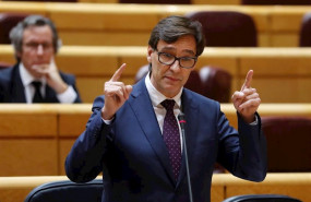 ep el ministro de sanidad salvador illa durante su intervencion en la primera sesion de control al