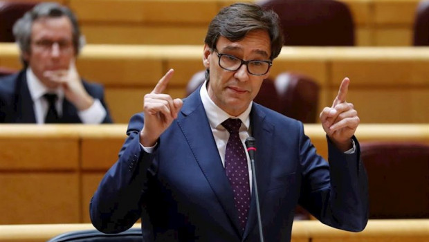 ep el ministro de sanidad salvador illa durante su intervencion en la primera sesion de control al