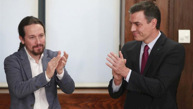 ep el presidente del gobierno en funciones pedro sanchez dech y el secretario general de podemos 20200103173105