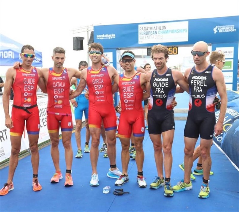 ep integrantes del equipo espanol de triatlon paralimpico en el europeo de valencia