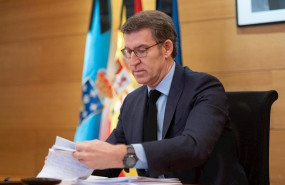 ep el presidente de la xunta alberto nunez feijoo durante la videoconferencia con pedro sanchez y el