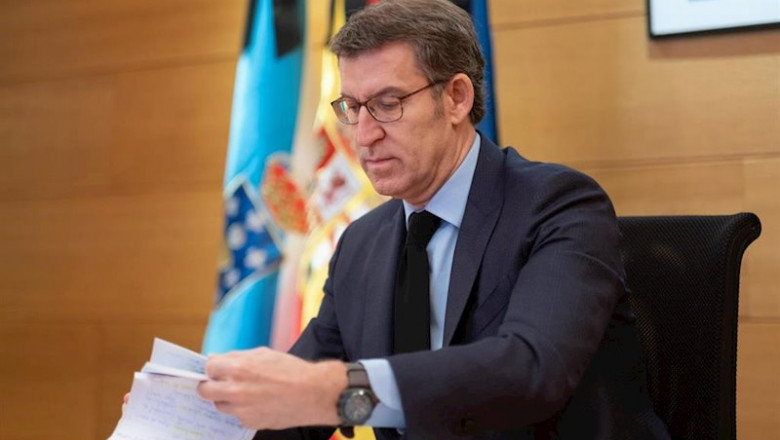 El presidente de la Xunta, Alberto Núñez Feijóo, durante la videoconferencia con Pedro Sánchez y el resto de líderes autonómicos. | XUNTA ep el presidente de la xunta alberto nunez feijoo durante la videoconferencia con pedro sanchez y el