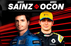 ep cartel promocional del gp marca de gran turismo sport con carlos sainz y esteban ocon