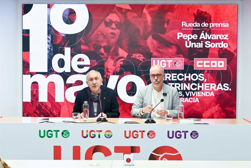 Economía.-(AMP) CCOO y UGT presentan la campaña del 1 de Mayo y urgen a ...