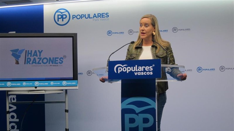 ep la secretaria del pp vasco amaya fernandez en una rueda de prensa en bilbao