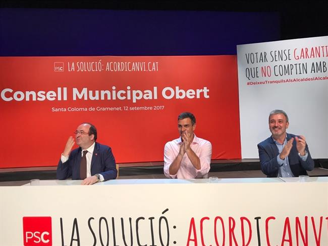 Miquel Iceta (PSC), Pedro Sánchez (PSOE) y Jaume Collboni (PSC) | EUROPA PRESS ep miquel iceta psc pedro sanchez psoe y jaume collboni psc